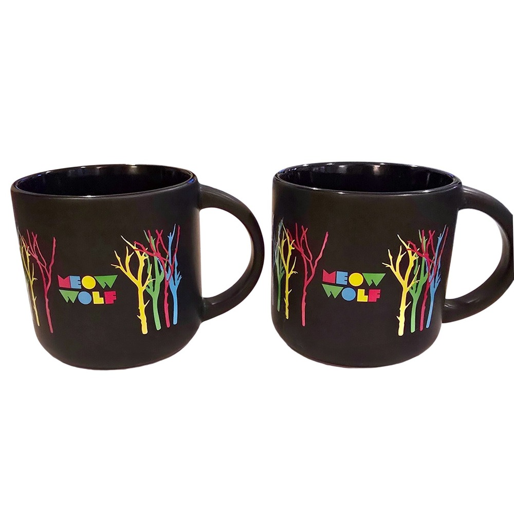 Meow Wolf‎ Mugs Set 2 Glo-quarium House of Eternal Return Matte Black 12oz NM